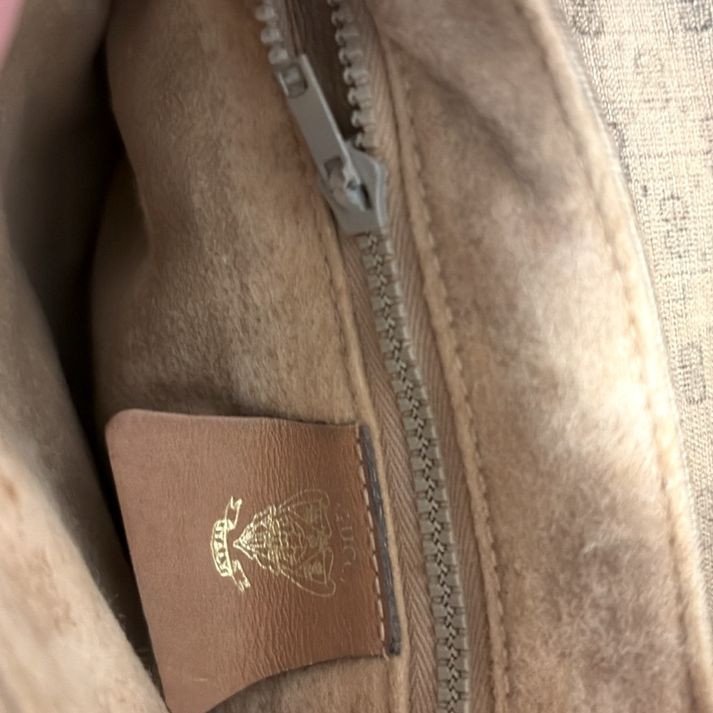 [Gucci] Vintage Interlocking GG Neutral Brown/Tan Long Knot Strap Handbag Purse - Picture 14 of 16